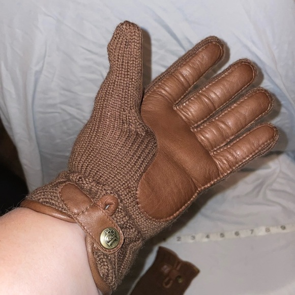 Christian Dior Vintage Brown Wool Nylon Leather Driving Gloves OS - Picture 16 of 16